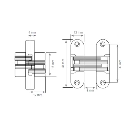 Akardiyon Menteşe Krom 43 mm