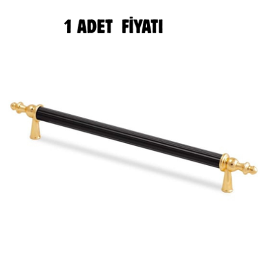 Alm. Altın Boru Sivri Siyah Kulp 128 mm