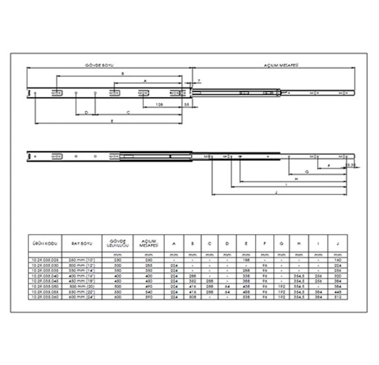 Canex Teleskopik Bilyalı Ray 35x30 cm