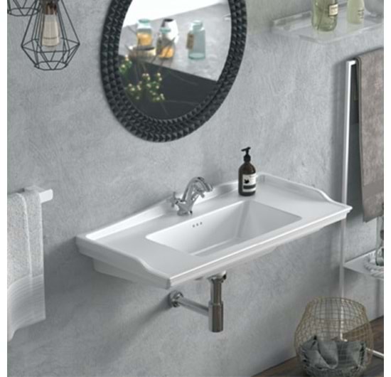 Turkuaz Kapadokya Etajerli Lavabo 80x48 cm